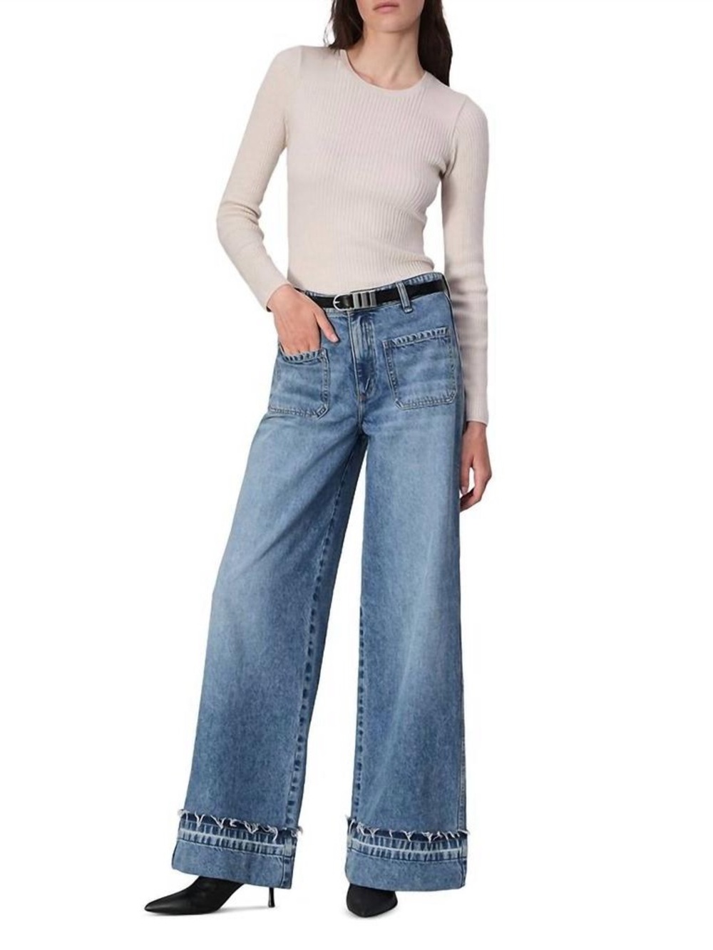 NWT Rag & Bone Marina High Rise Wide Leg Jeans in Liliana Denim Sz 31 Summer Lux - Picture 3 of 15